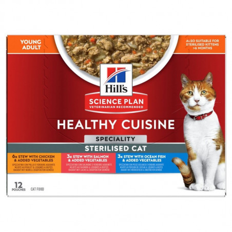 Hill's Cibo Umido Per Gatto Sterilizzato Adulto 6+3+3 bustine da 80g - Normalmente Venduto € 15,90