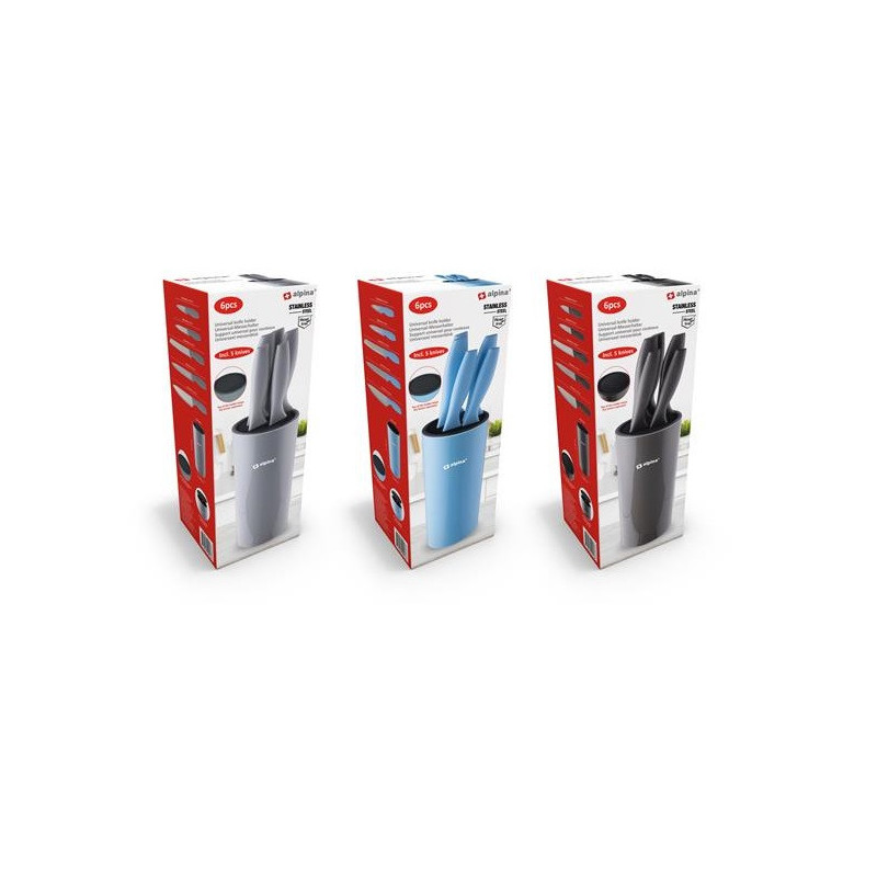 Alpina Set 5 Coltelli con Ceppo Portacoltelli Universale - Normalmente Venduto € 19,90 Alpina Set 5 Coltelli con Ceppo Portacoltelli Universale - Normalmente Venduto € 19,90
