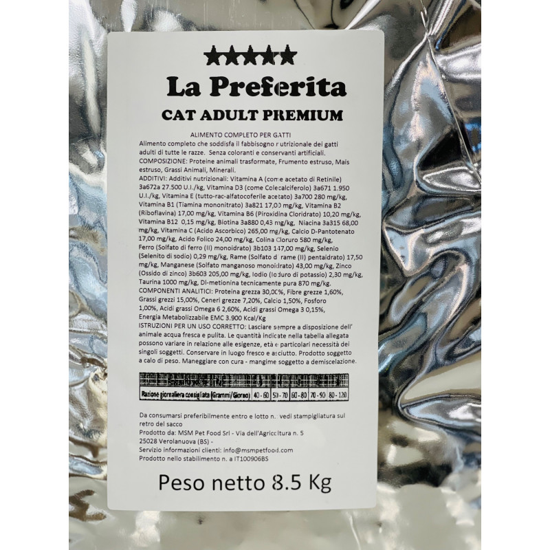 La Preferita Cat 8,5Kg Alimento Adult Premium - Normalmente Venduto a € 58 La Preferita Cat 8,5Kg Alimento Adult Premium - Normalmente Venduto a € 58