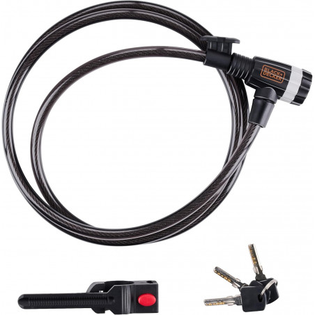 Black+Decker Lucchetto per Bici Motocicli e Scooter BXCHBL7002 180cm - Normalmente Venduto €16,90