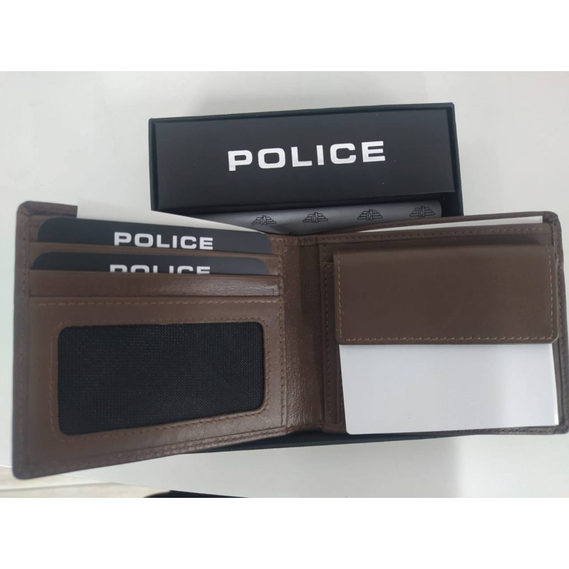 POLICE Portafoglio Uoo in Vera Pelle, Sottile Con Portaonete, Porta