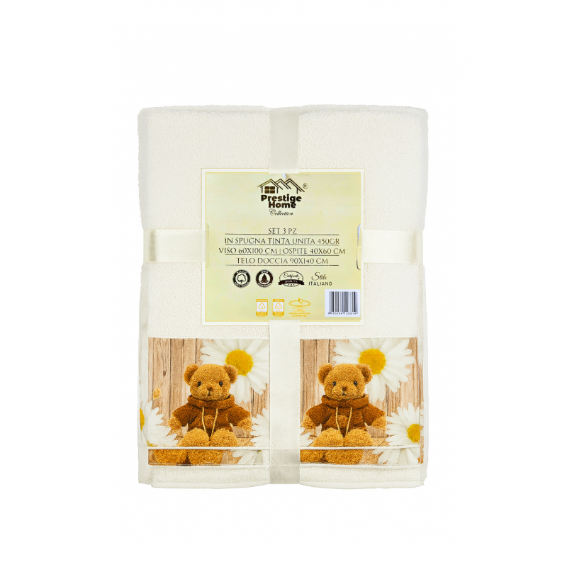 Prestige Home Collection Set 3 Asciugamani Teddy - Normalmente Venduto €10,90 Prestige Home Collection Set 3 Asciugamani Teddy - Normalmente Venduto €10,90