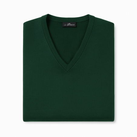 The Knitwear Maglia Scollo V Misto Merinos Verde - Normalmente Venduto €59,90