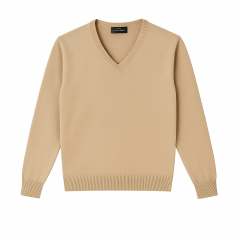 The Knitwear Maglia Scollo V Misto Merinos Beige - Normalmente Venduto €59,90