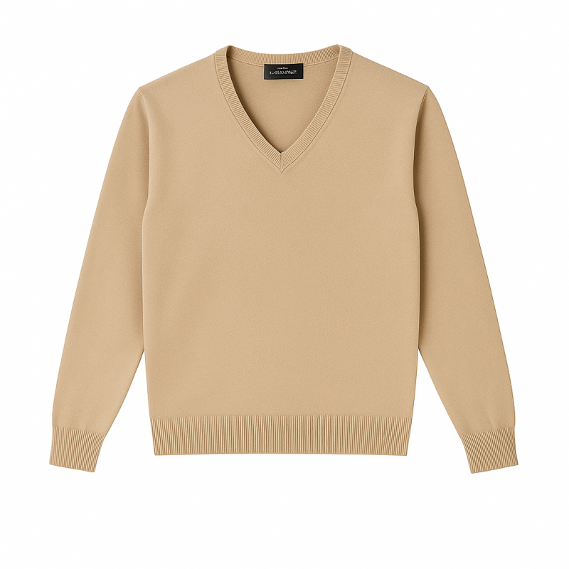 The Knitwear Maglia Scollo V Misto Merinos Beige - Normalmente Venduto €59,90
