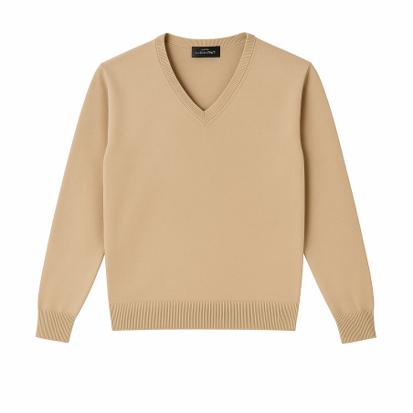 The Knitwear Maglia Scollo V Misto Merinos Beige - Normalmente Venduto €59,90