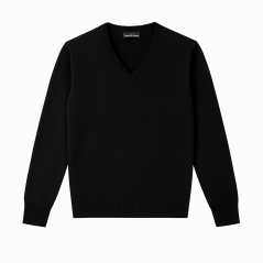 The Knitwear Maglia Scollo V Misto Merinos Nero - Normalmente Venduto €59,90