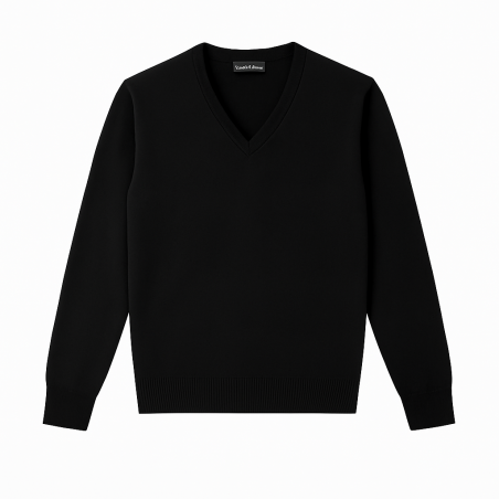 The Knitwear Maglia Scollo V Misto Merinos Nero - Normalmente Venduto €59,90