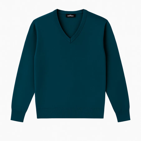 The Knitwear Maglia Scollo V Misto Merinos Petrolio - Normalmente Venduto €59,90