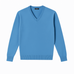 The Knitwear Maglia Scollo V Misto Merinos Azzurro - Normalmente Venduto €59,90