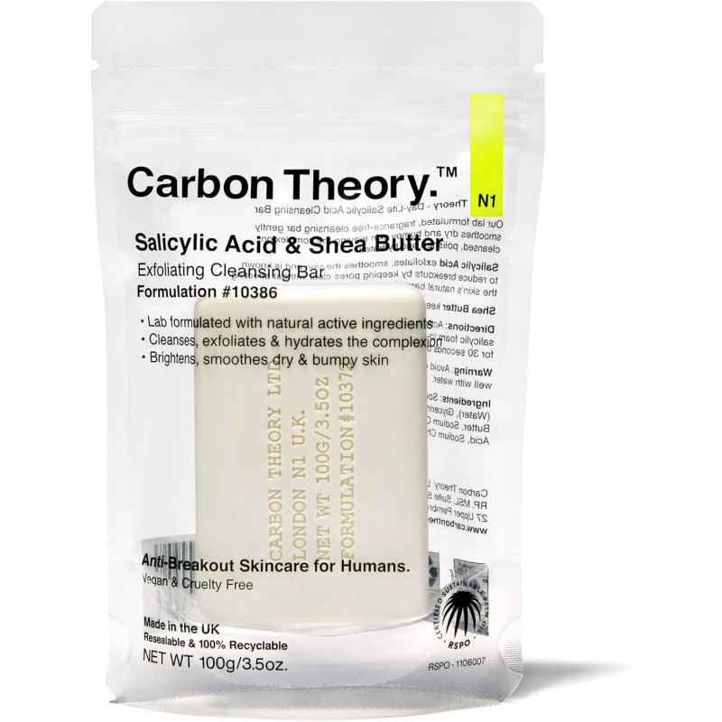 Carbon Theory Saponetta Acido Salicilico & Burro di Karitè - Normalmente Venduto €4,90 Carbon Theory Saponetta Acido Salicilico & Burro di Karitè - Normalmente Venduto €4,90