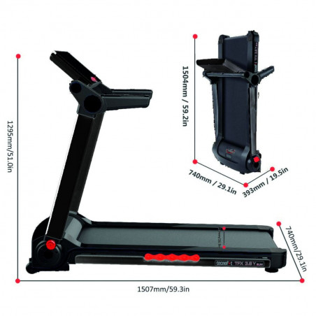Tapis Roulant Ultraslim elettrico TFX 3.6 NERO Autolubrificante ex esposizione