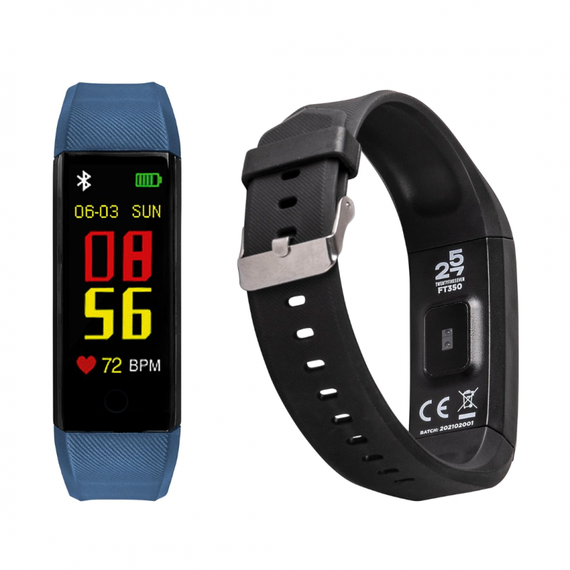 FT350 Fitness Tracker + 2 cinturini, nero e blu - Normalmente Venduto 17,90