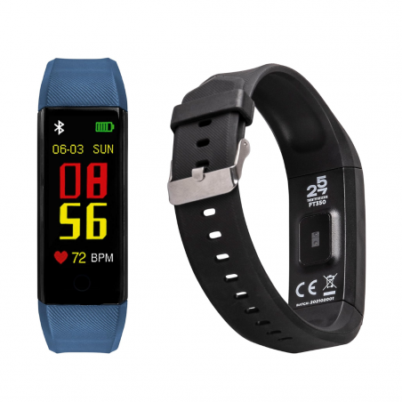 FT350 Fitness Tracker + 2 cinturini, nero e blu - Normalmente Venduto 17,90