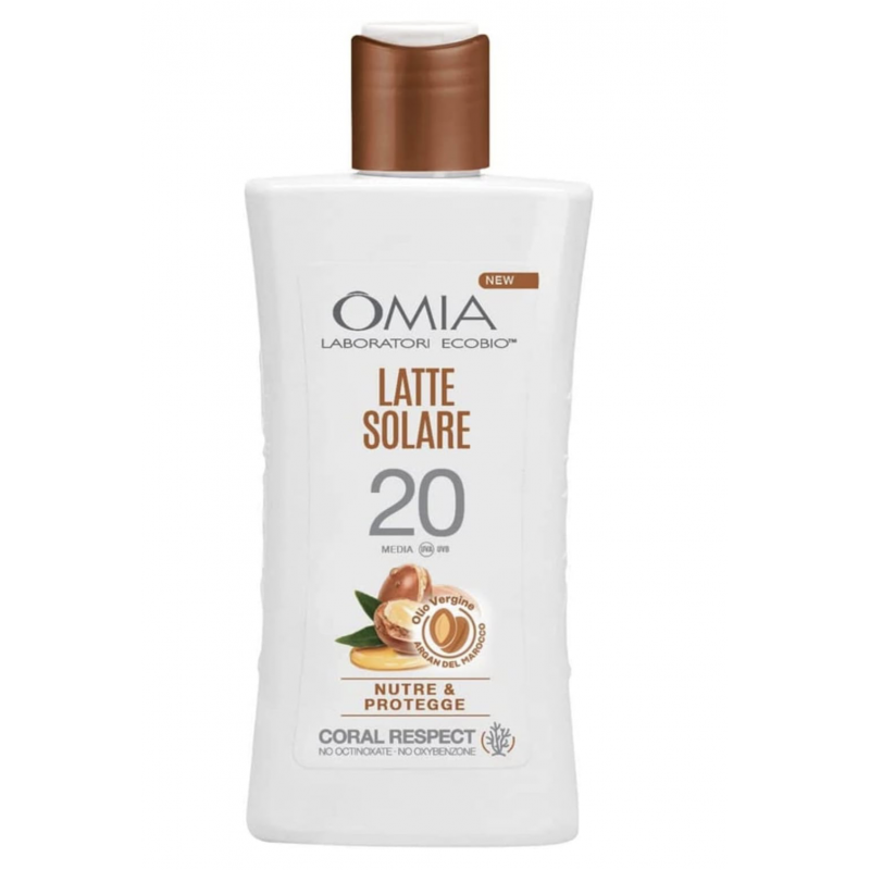 Omia, Latte Solare Protettivo SPF 20 Viso e Corpo con Olio di Argan del Marocco- Normalmente Venduto €17,90