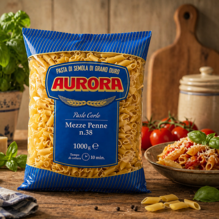 Pasta Mezze Penne 38 Semola di Grano Duro  Aurora- Normalmente Venduta €2,19