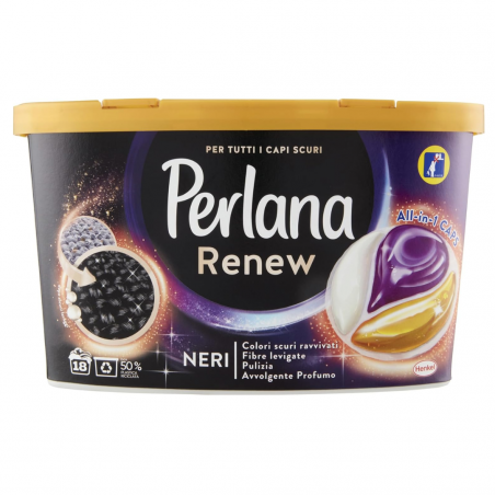 Detersivo lavatrice, capsule. Perlana Renew Caps.