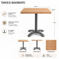 Tavolo legno massello 80x80 h 75 cm base in ferro