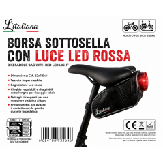 Borsa sottosella per bici ed e-bike con luce LED rossa integrata - L'Italiana