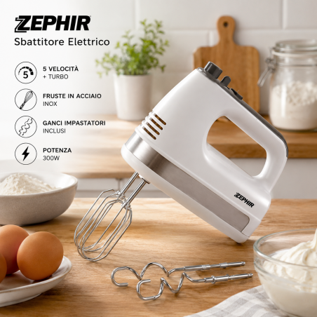 Sbattitore Elettrico 2 IN 1 Zephir 300W- ZHC466