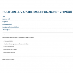 Pulitore a Vapore Portatile Zephir ZHV600