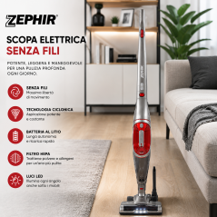Scopa Elettrica Cordless 2 in 1 Zephir 600W - 18,5V- ZHV184
