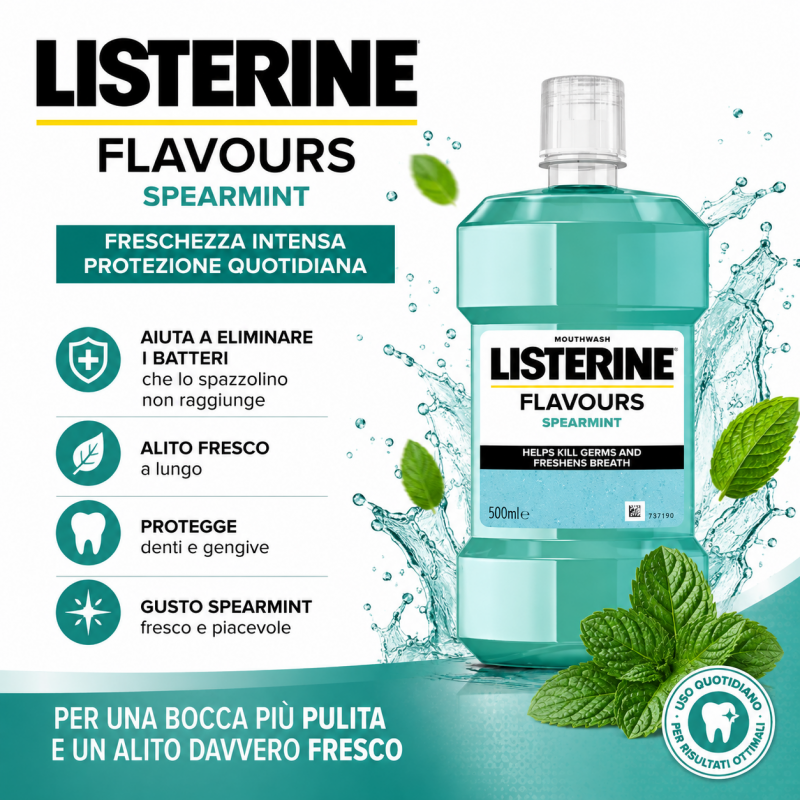 Listerine colluttorio spearmint 500ML 2 pezzi