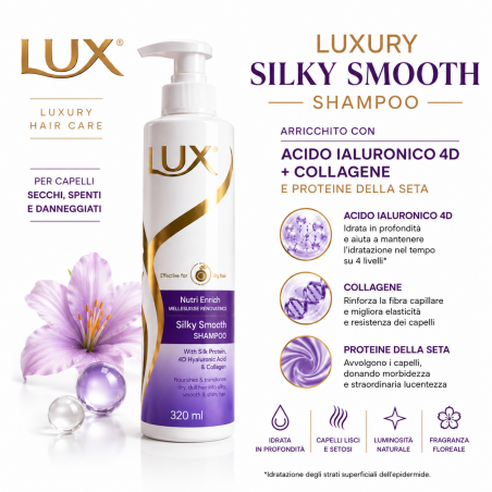LUX Luxury Silky Smooth Shampoo 320 ml- 2Pezzi